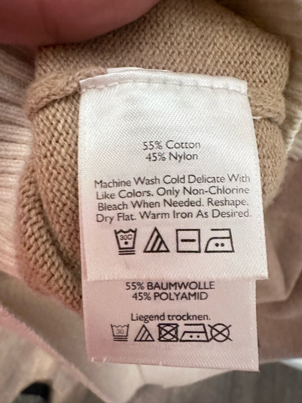 Eddie Bauer L Cream-tan cowl neck 1/2 button modern chic cotton blend swester - Picture 8 of 14